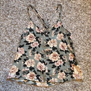 Floral Green Tank- NWOT
